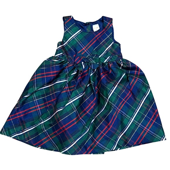 Gymboree Plaid Holiday Dress Girl's 3T Sleeveless Bow Christmas Party - Picture 1 of 4
